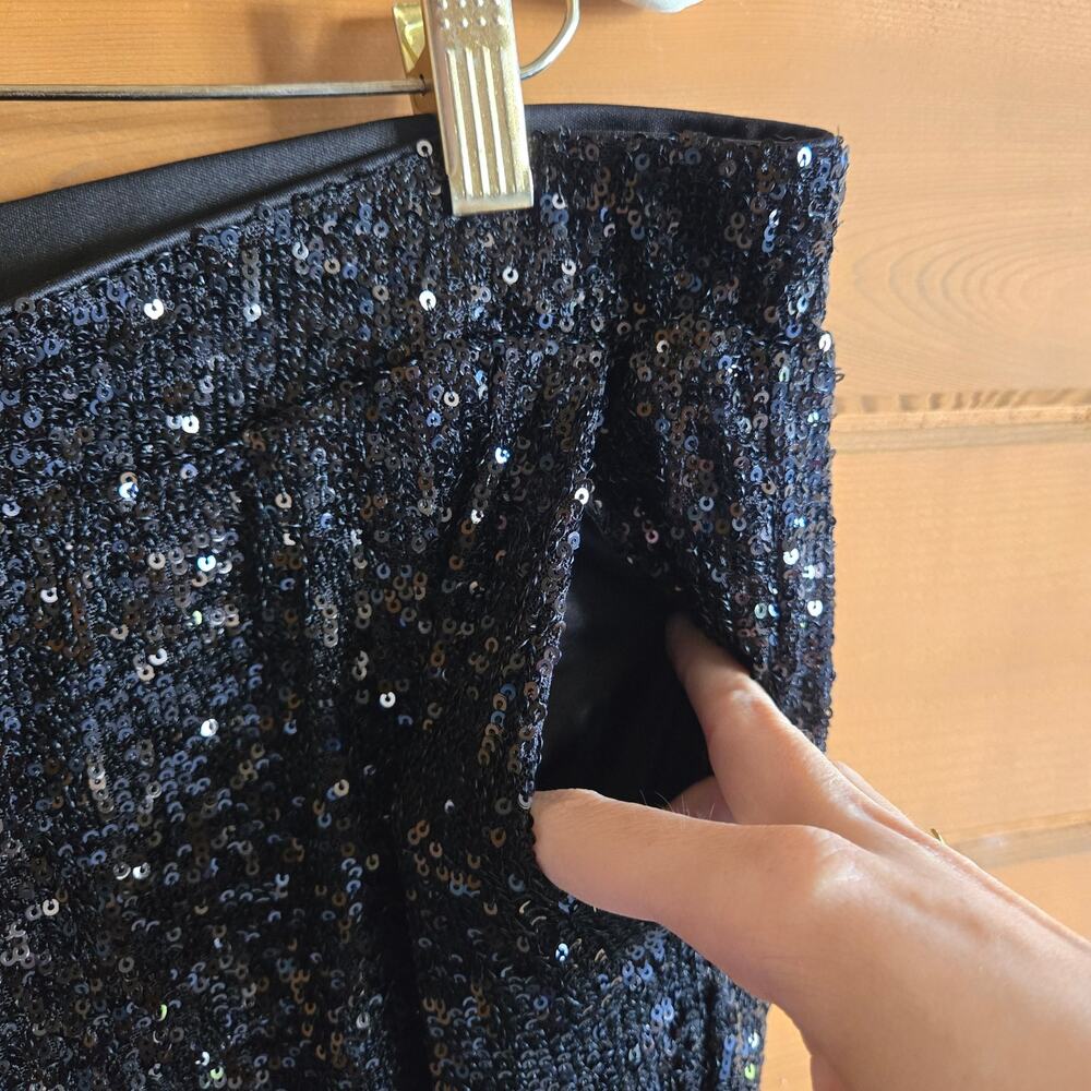 Cable & Gauge Pant Sequin Black Stretchy Pull On Holiday NYE Glam Bottom Trouser - Picture 6 of 6